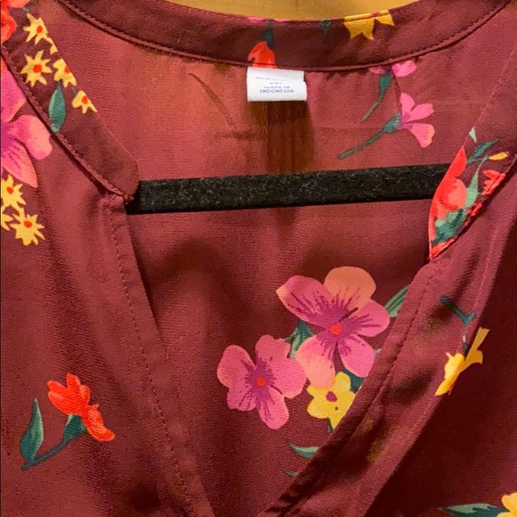 Old Navy Floral-Print Georgette Swing Dress, Maroon - Picture 6 of 9